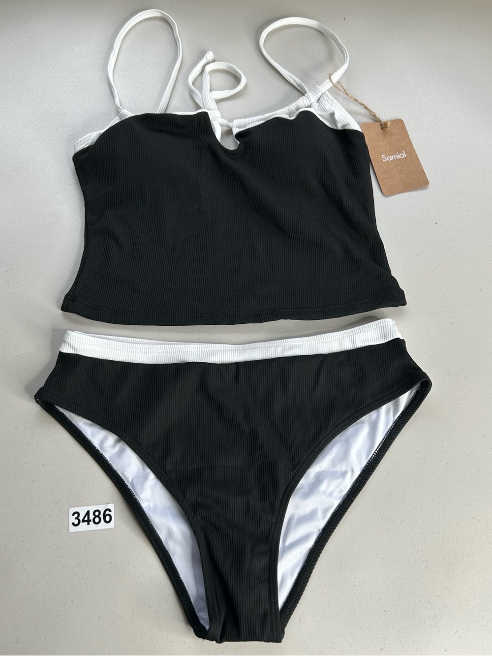 Samiol Tankini Bikini Set Black Contrast Small